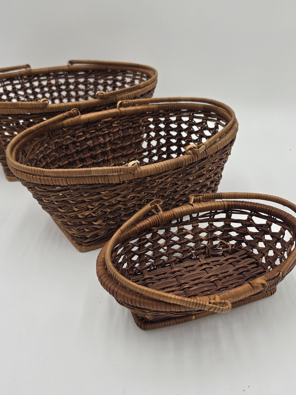 Woven Wicker Basket Trio